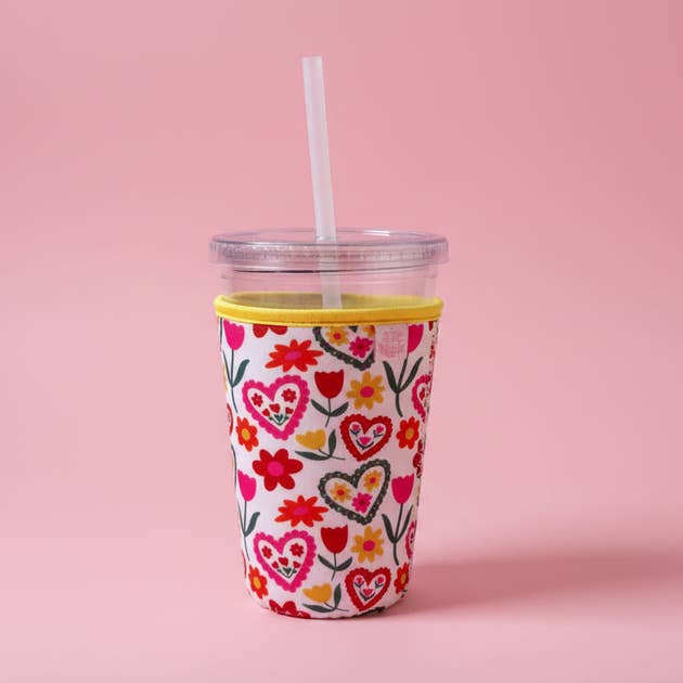 Coffee Cup Cover - Floral Love - Iced Drink Sleeve