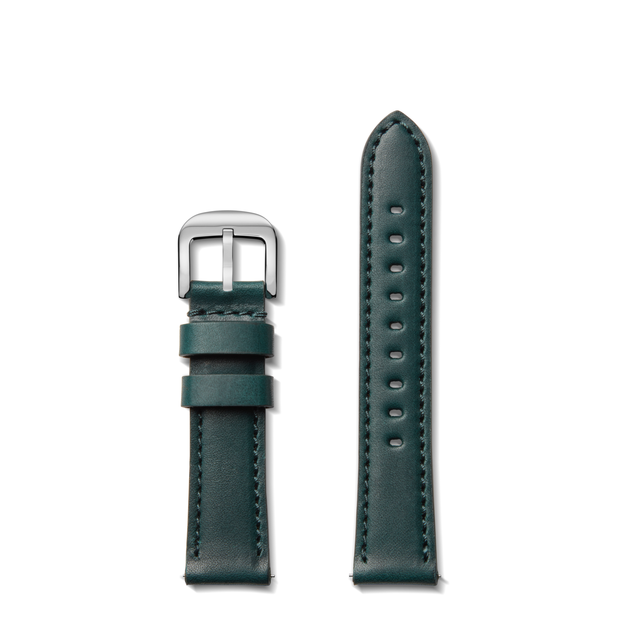 20mm Leather Watch Strap - Forest Green