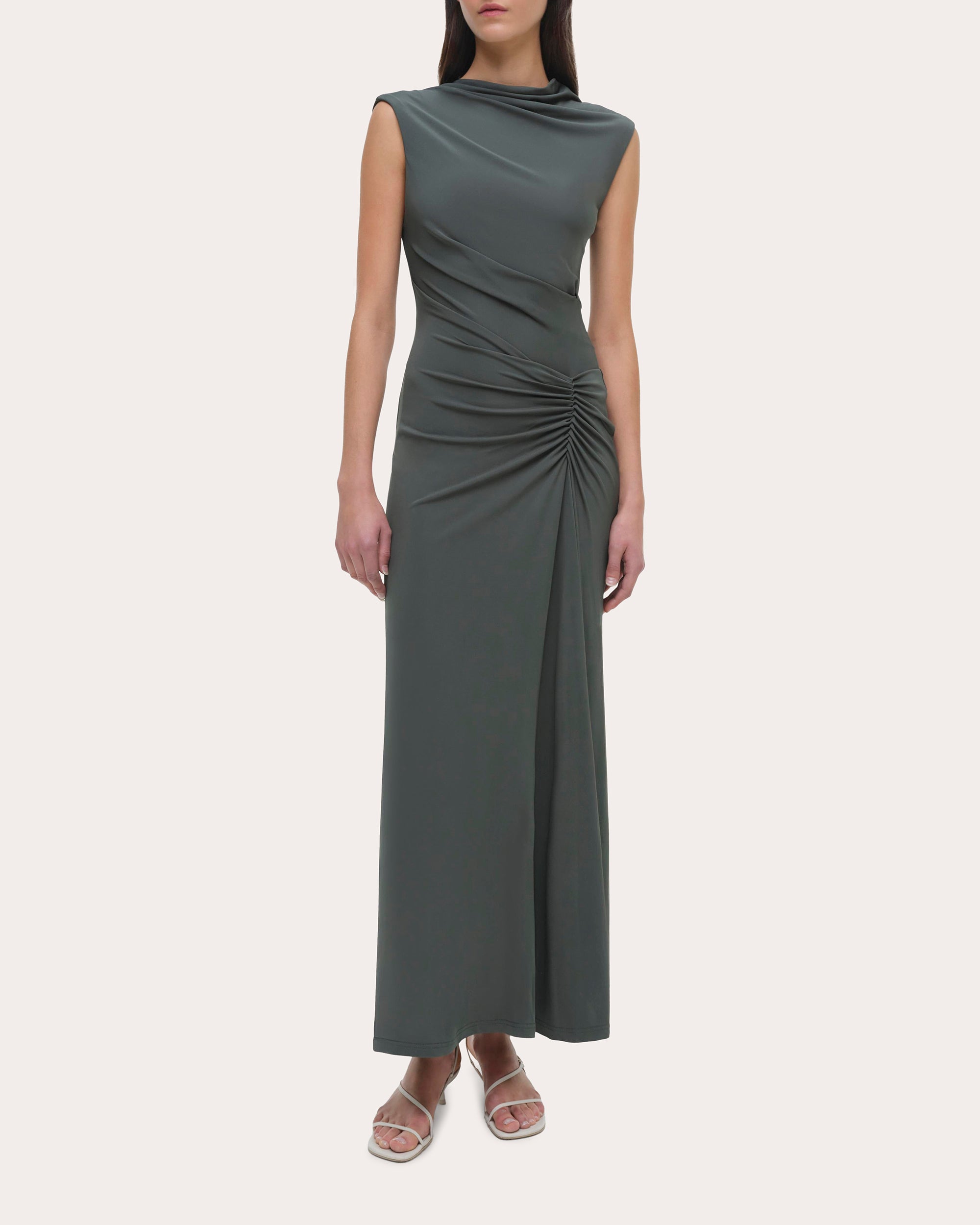 Acacia Draped Ruched Jersey Midi Dress