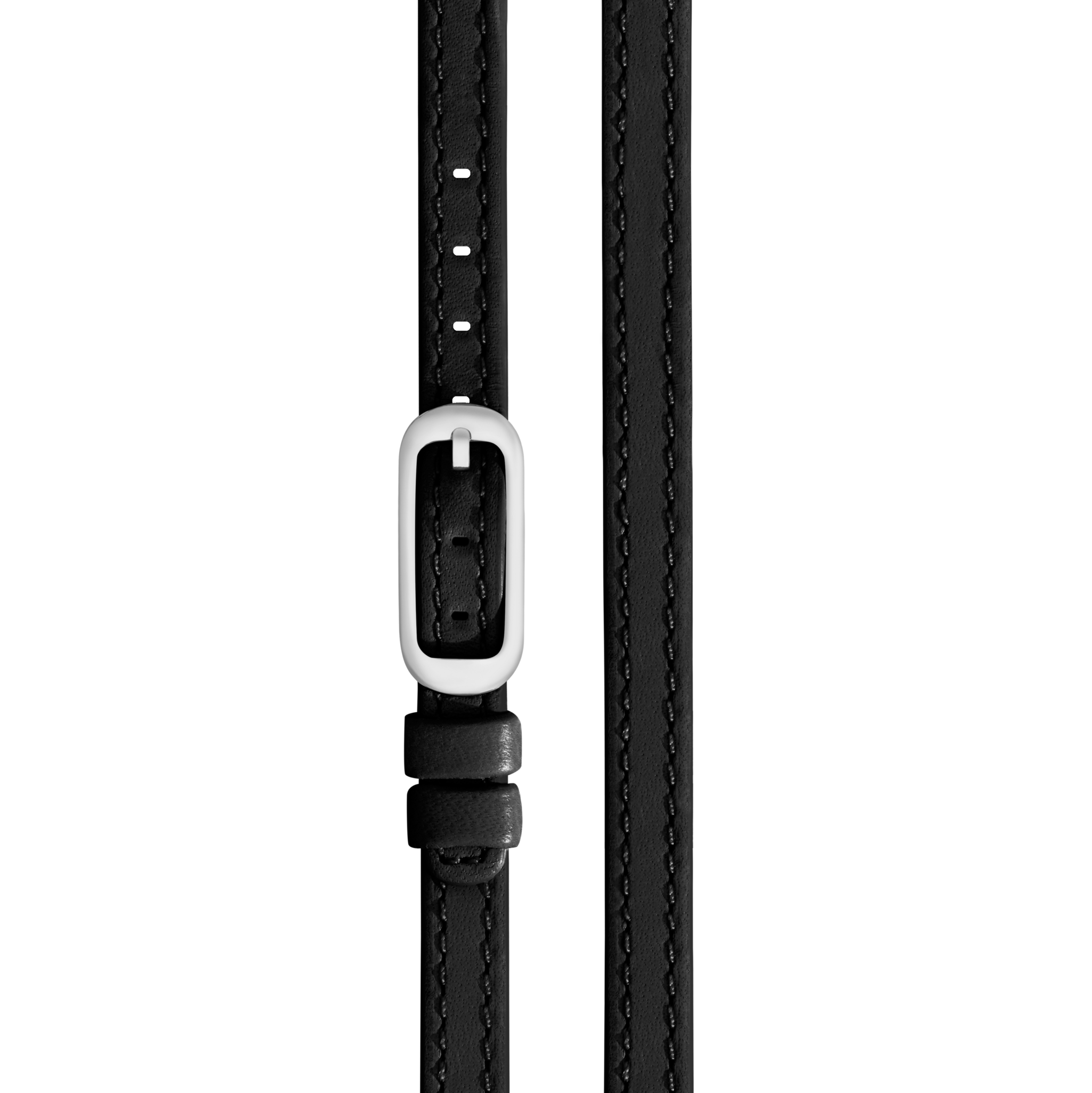 8mm Black Double Wrap Leather Watch Strap - Black