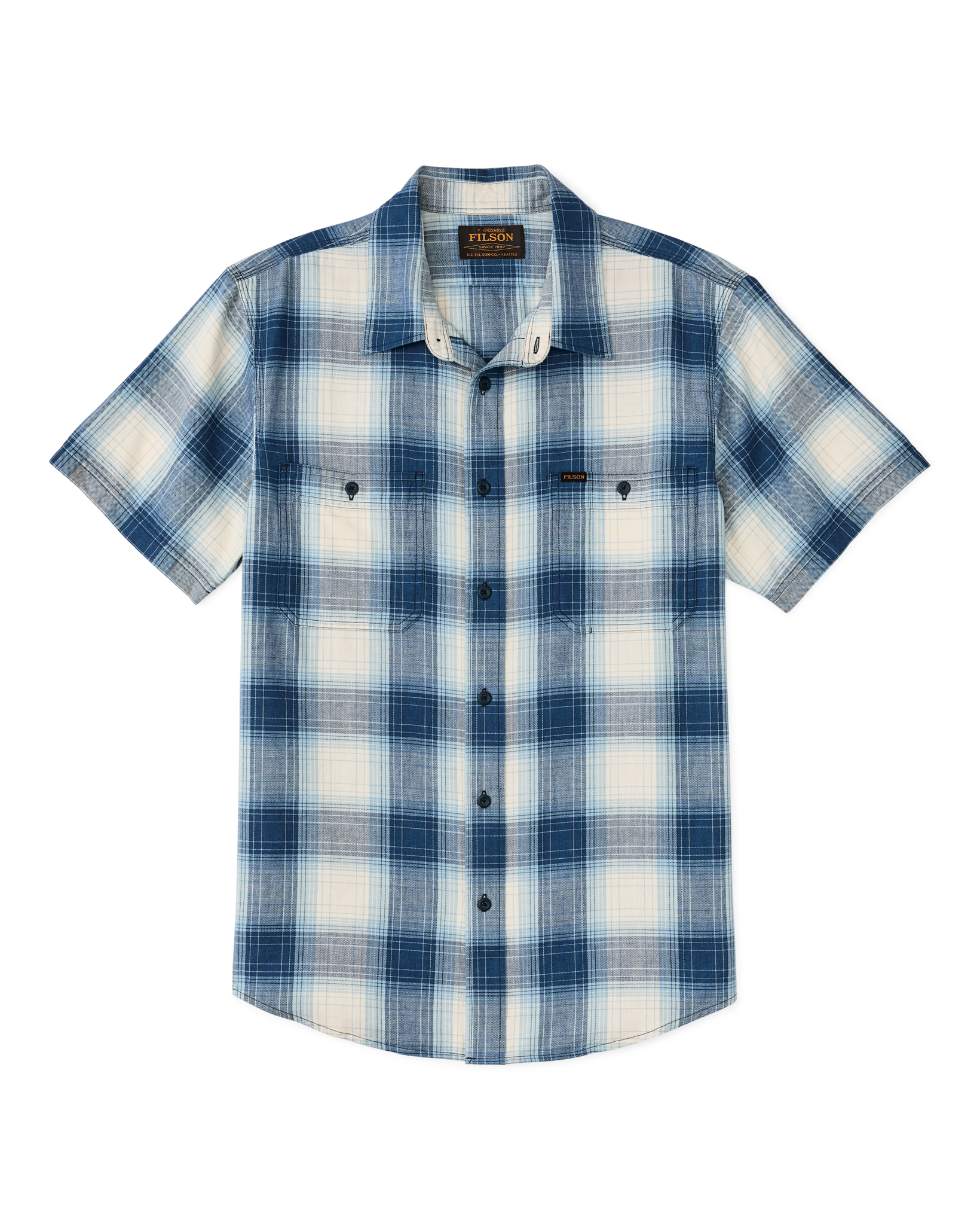 Short Sleeve Chambray Shirt  - Indigo Plaid