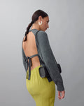 Merino Wool Open Back Cardigan in Grey