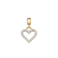Heart Contour White Crystal Charm Gold
