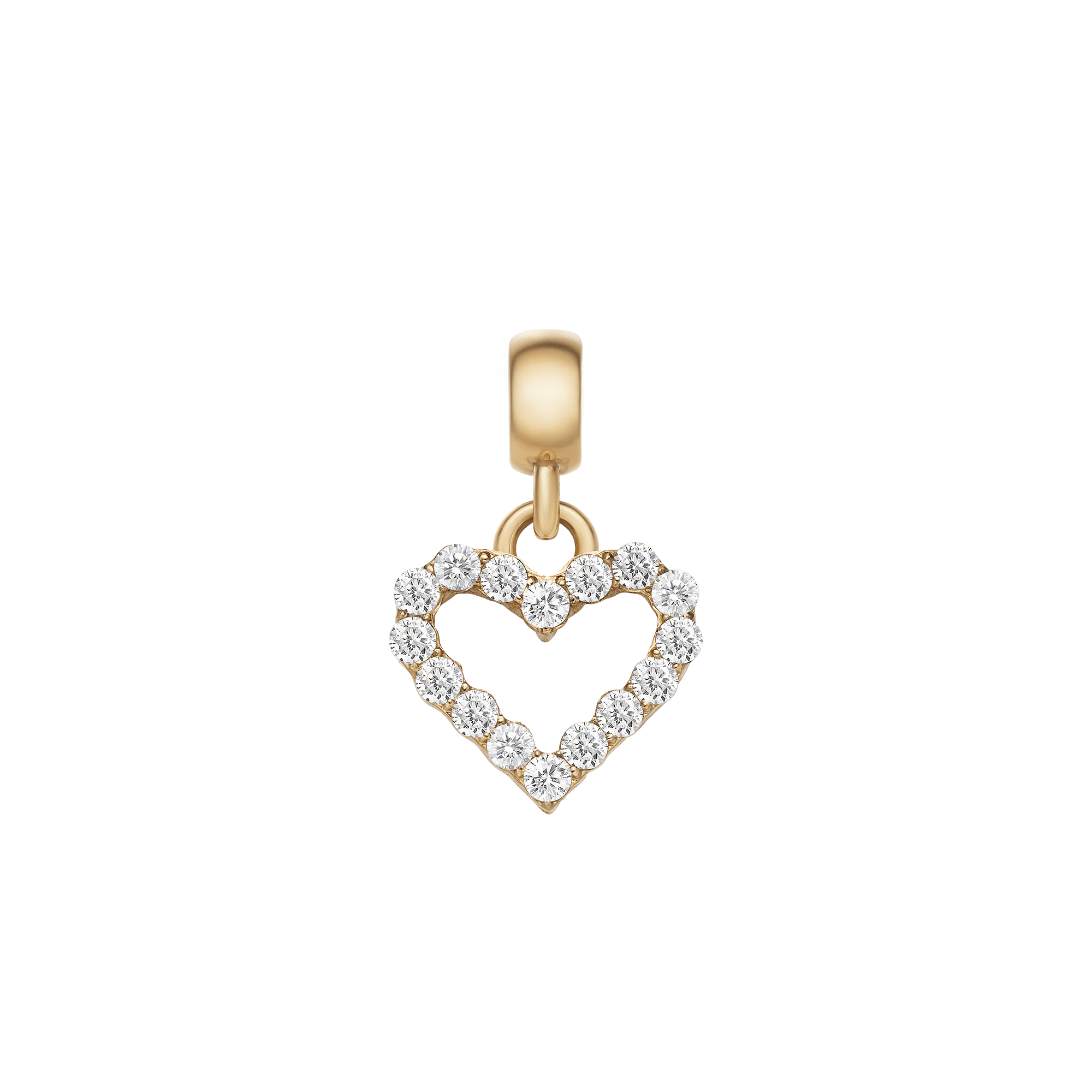 Heart Contour White Crystal Charm Gold