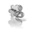 Engraved Snake with Diamond Eyes Threaded Stud Earring