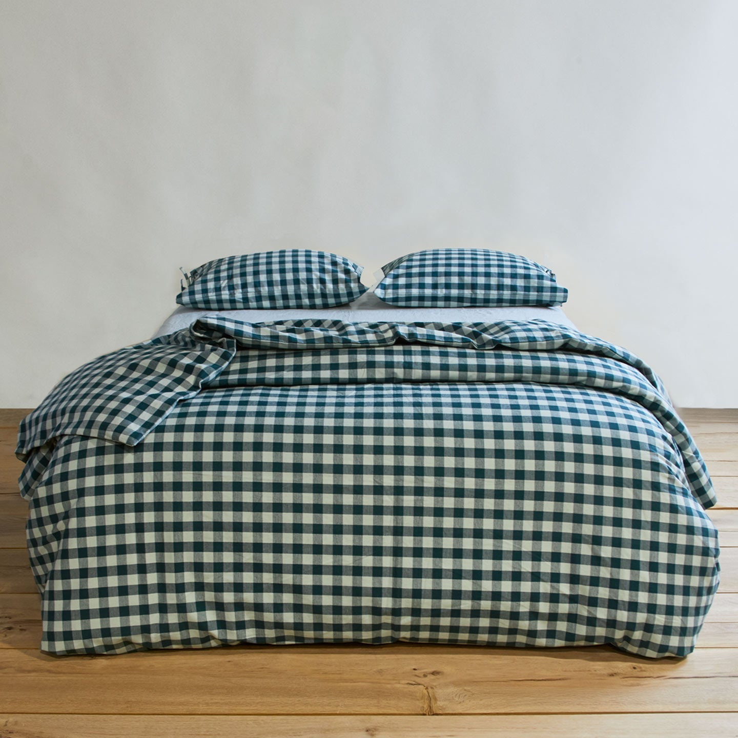 Essential Gingham Duvet - Sky/Peacock