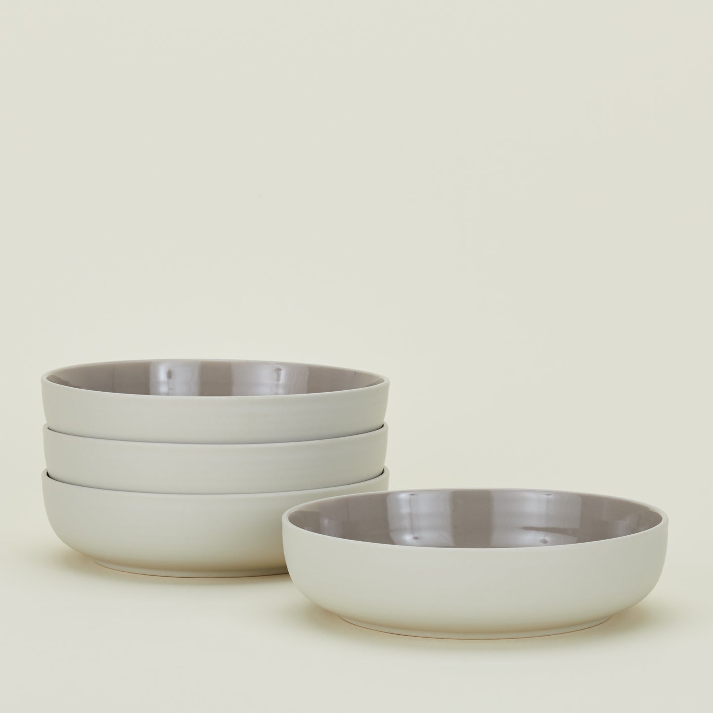 Essential Low Bowl, Set of 4 - Light Grey