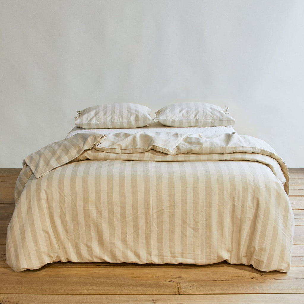 Essential Striped Duvet - Ivory/Flax