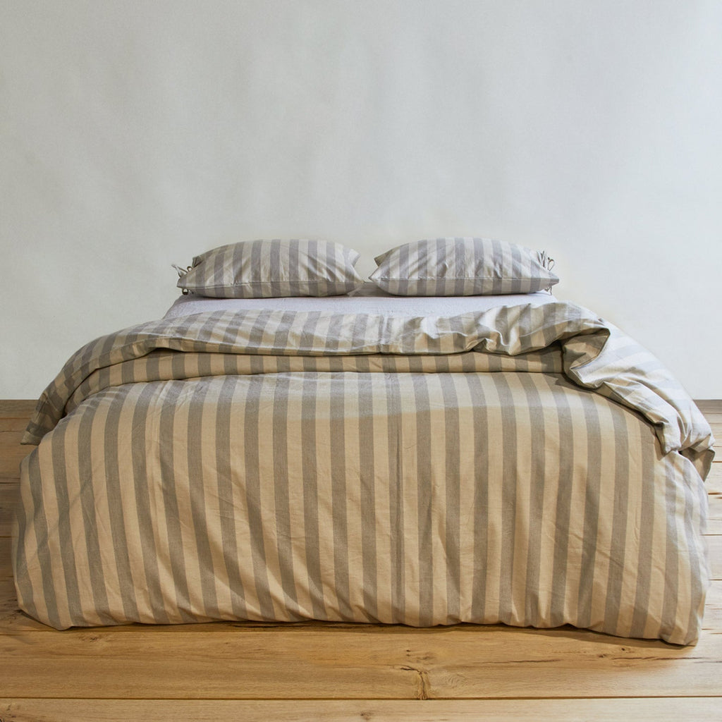 Essential Striped Duvet - Light Grey/Dark Grey