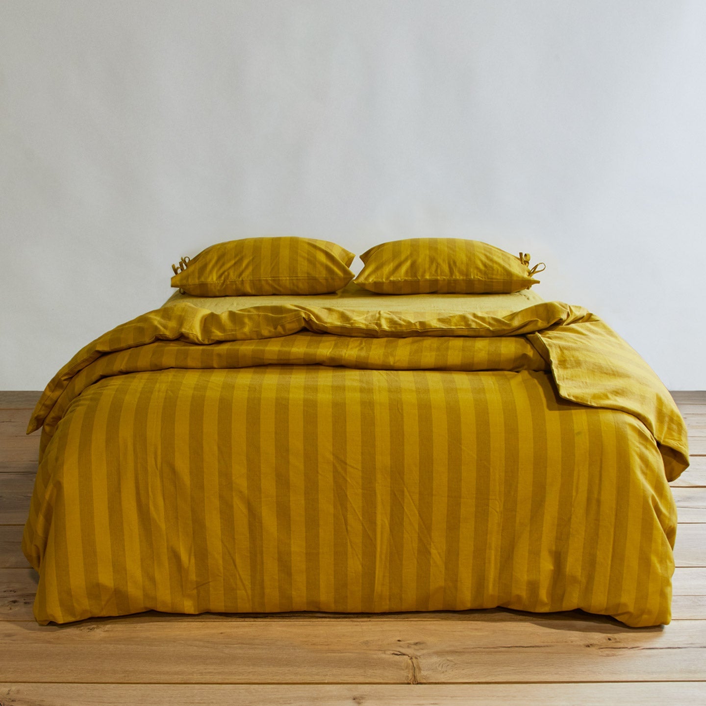 Essential Striped Duvet - Mustard/Bronze
