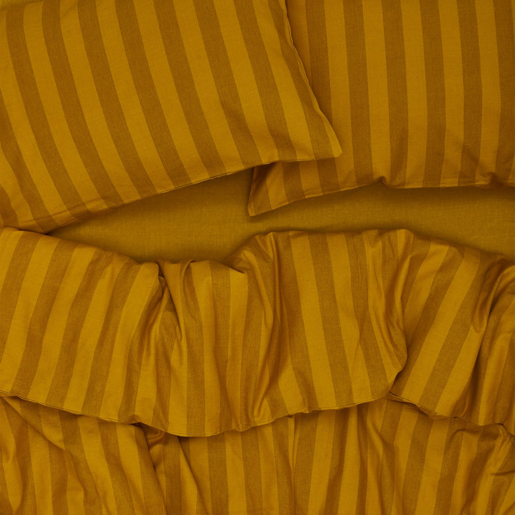 Essential Striped Duvet - Mustard/Bronze