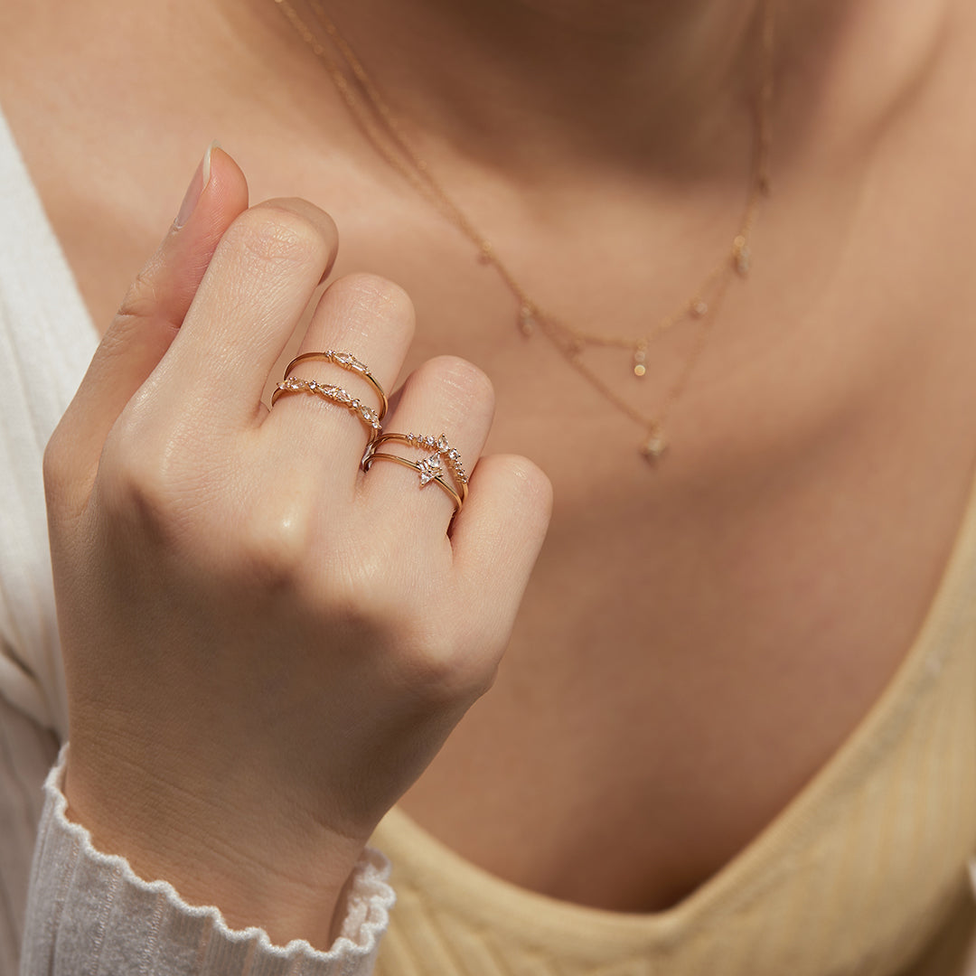 AURORA | Pear and Baguette White Sapphire Ring