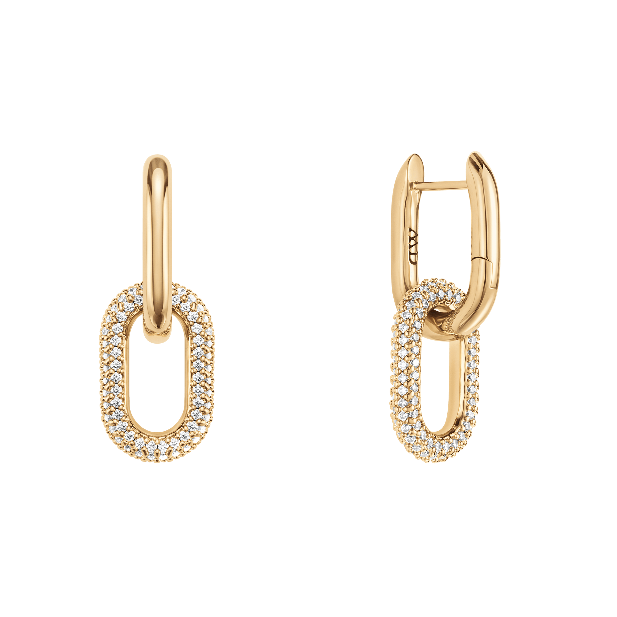 Crystal Link Earrings Gold