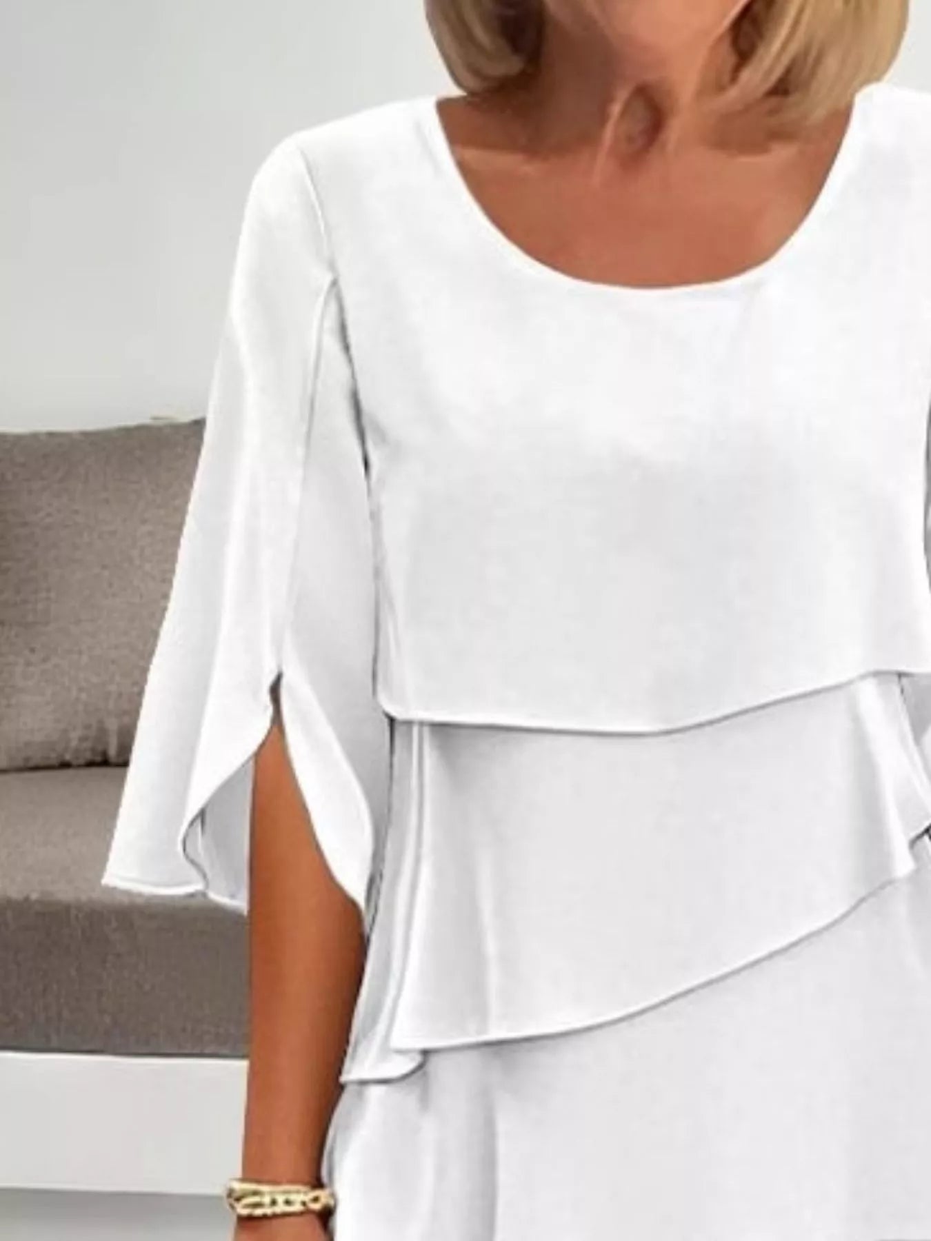 Julie's Plus Size Ruffled Layered Flutter Sleeve Midi Dress