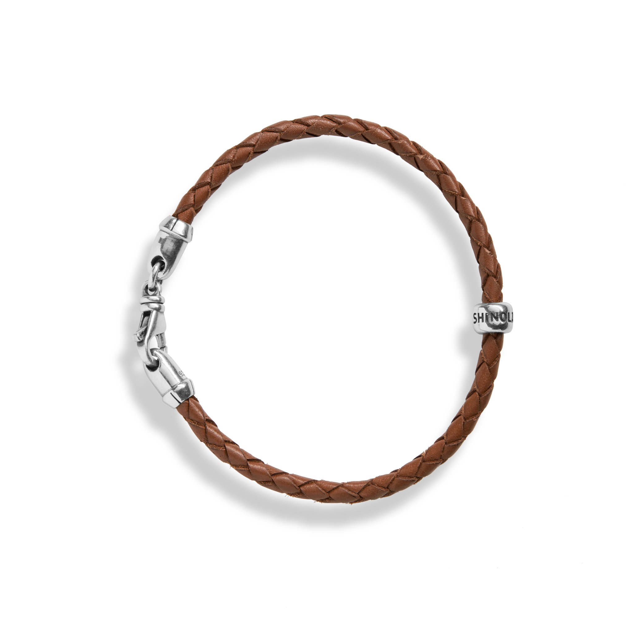 Single Wrap Woven Leather Bracelet - Tan