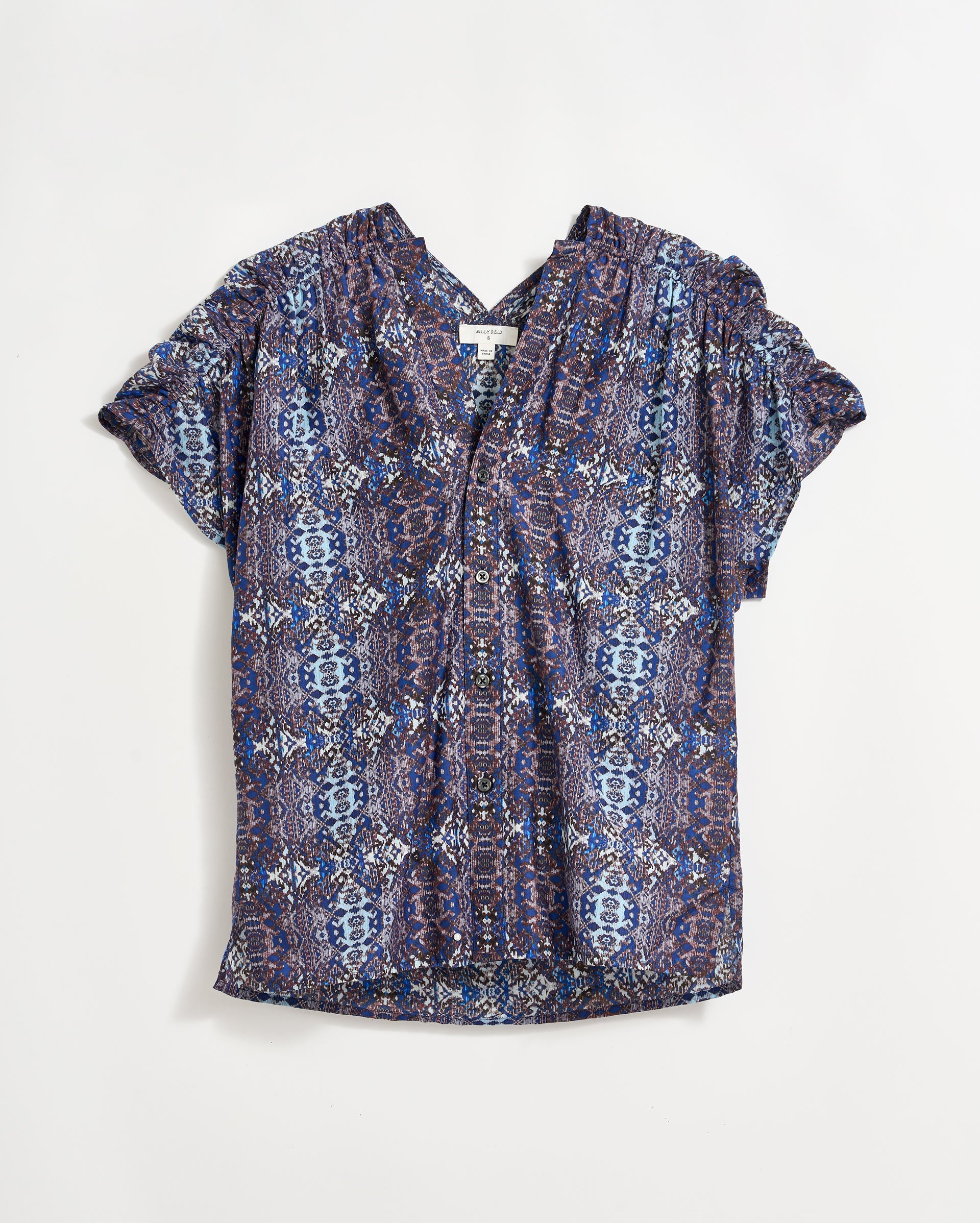 Printed Button Front Blouse