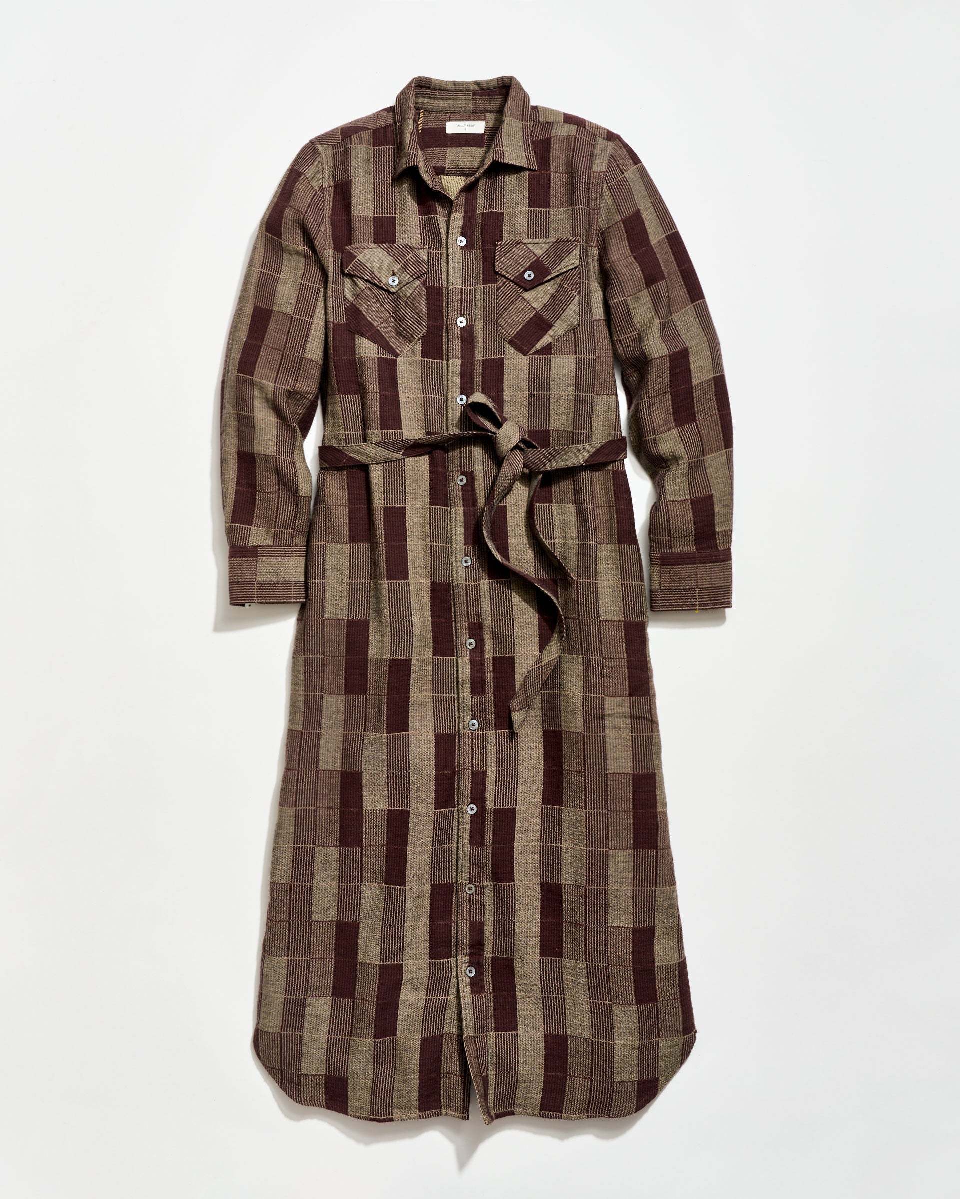 Abstract Heirloom Check Maxi Shirt Dress