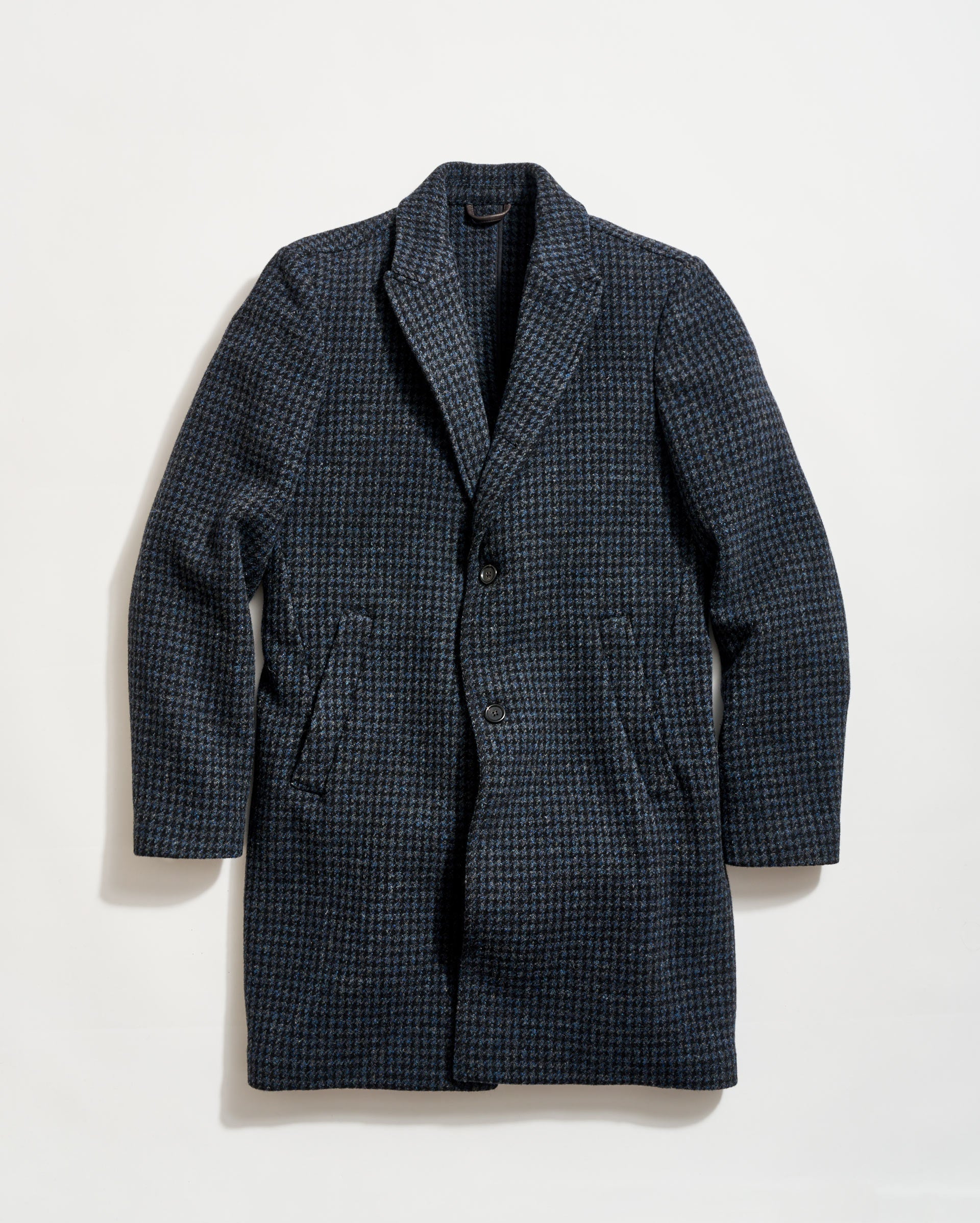 Virgin Wool Houndstooth Walking Car Coat