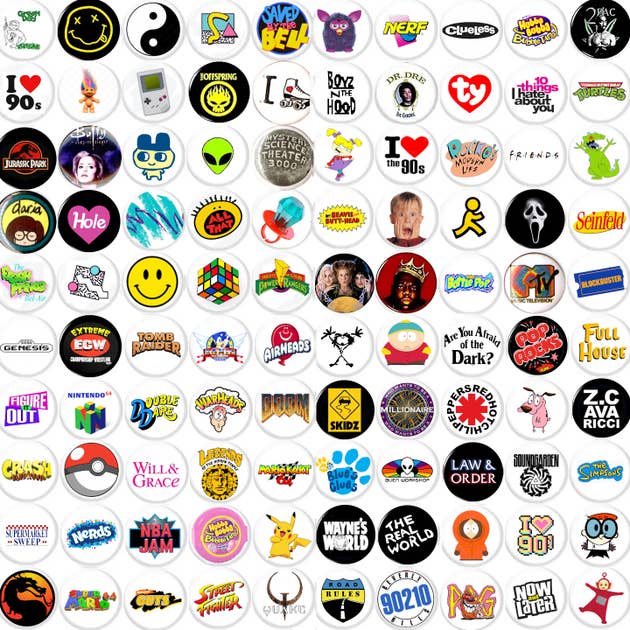 1990s Party set of 100 NEW 1" Inch (25mm) pin button badges