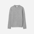 The Felted Merino Cable-Knit Crew | Heathered Mid-Grey