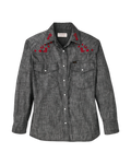 Women's Embroidered Western Shirt - Black Chambray / Western