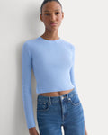The Cropped Crew Top in Ultrafine Merino | Open Air Blue