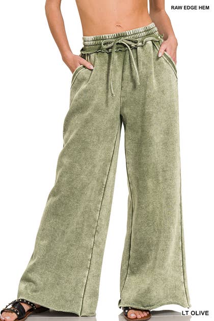 `Washed Sweatpants With Pockets - Zenana