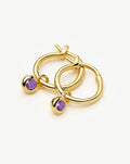 February Birthstone Mini Charm Hoop Earrings | 18ct Gold Vermeil/Amethyst