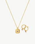 February Birthstone Necklace & Charm Earrings Set | 18ct Gold Vermeil/Amethyst