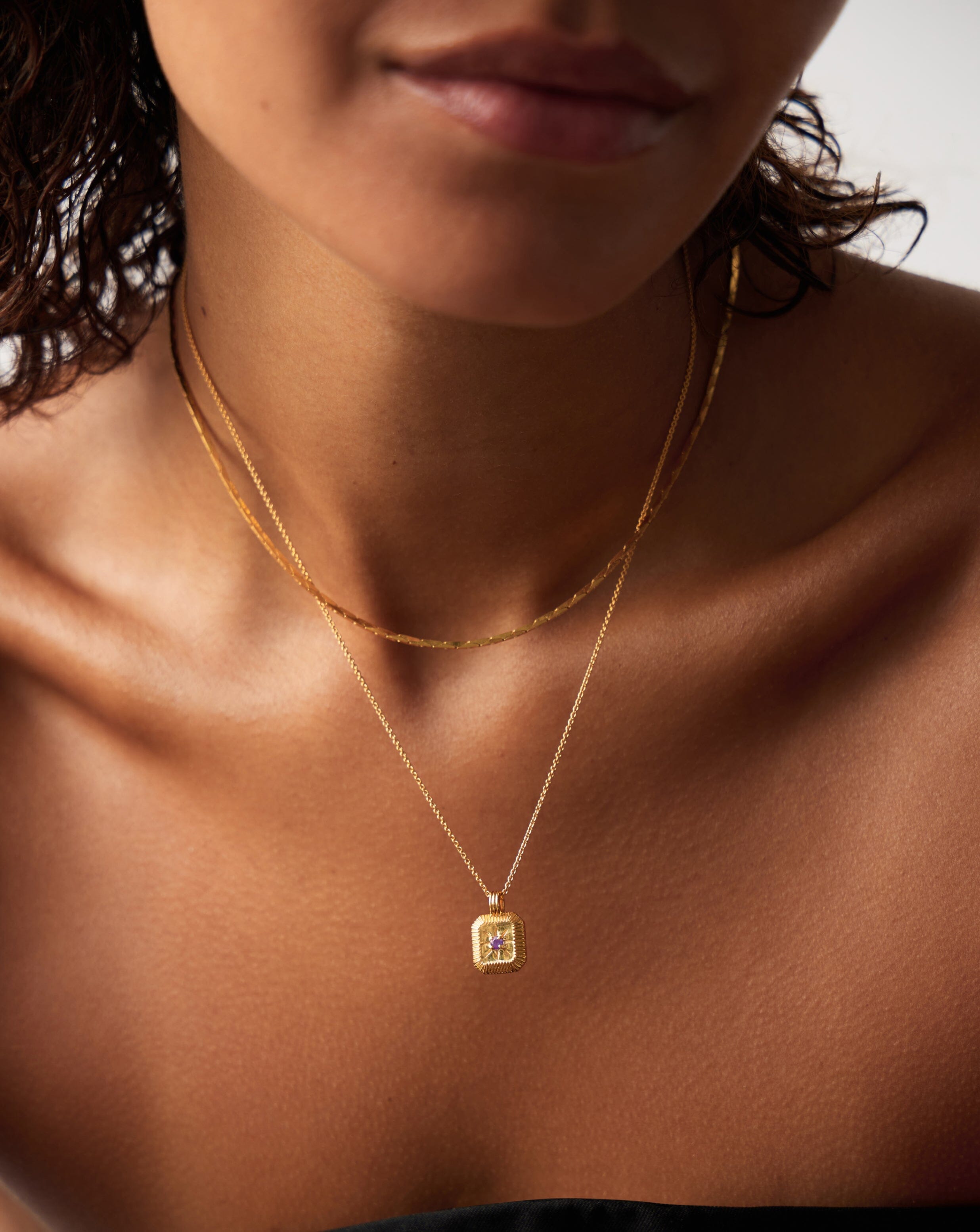 February Birthstone Necklace & Charm Earrings Set | 18ct Gold Vermeil/Amethyst