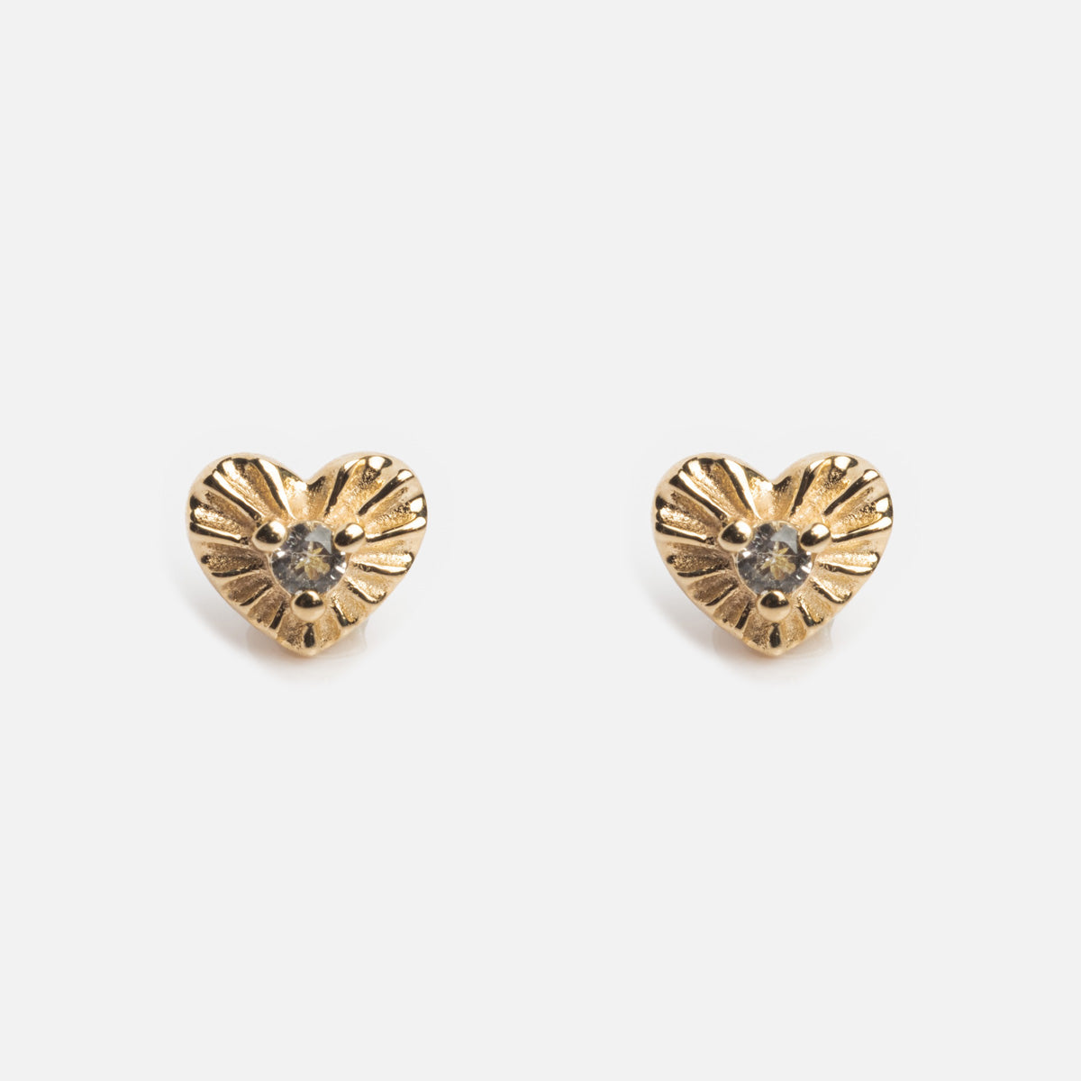 Solid Gold Heart Flat Back Studs