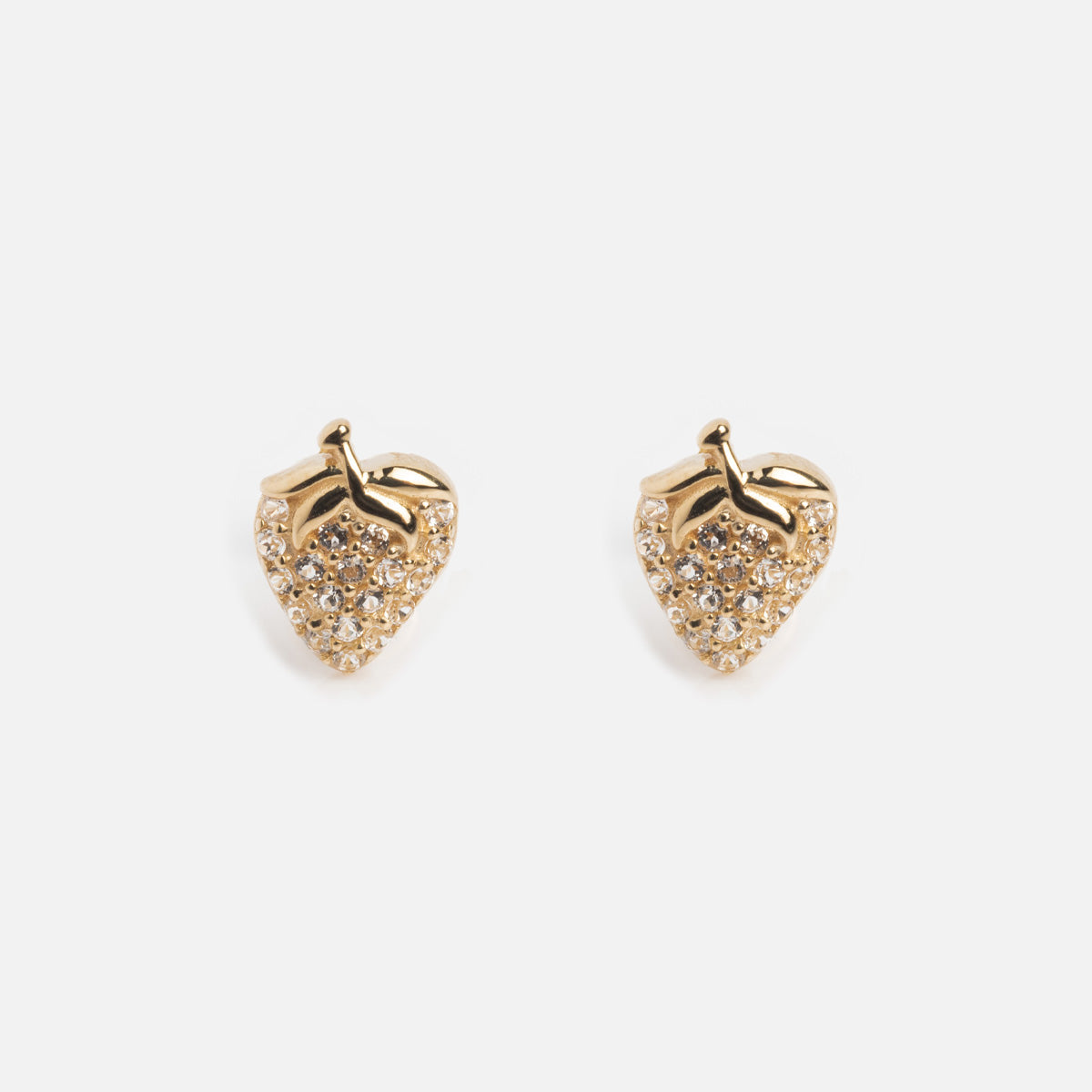 Solid Gold Strawberry Flat Back Studs