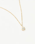 Solid Gold April Birthstone Pendant Necklace | 14ct Solid Gold/White Sapphire