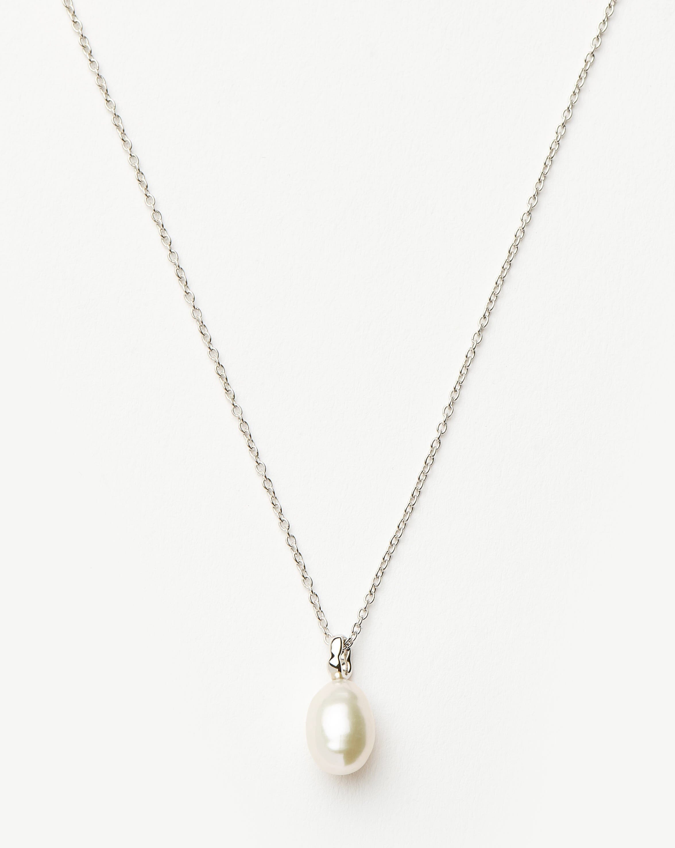 Solid Gold Baroque Pearl Organic Pendant Necklace | 14ct Solid White Gold/Pearl