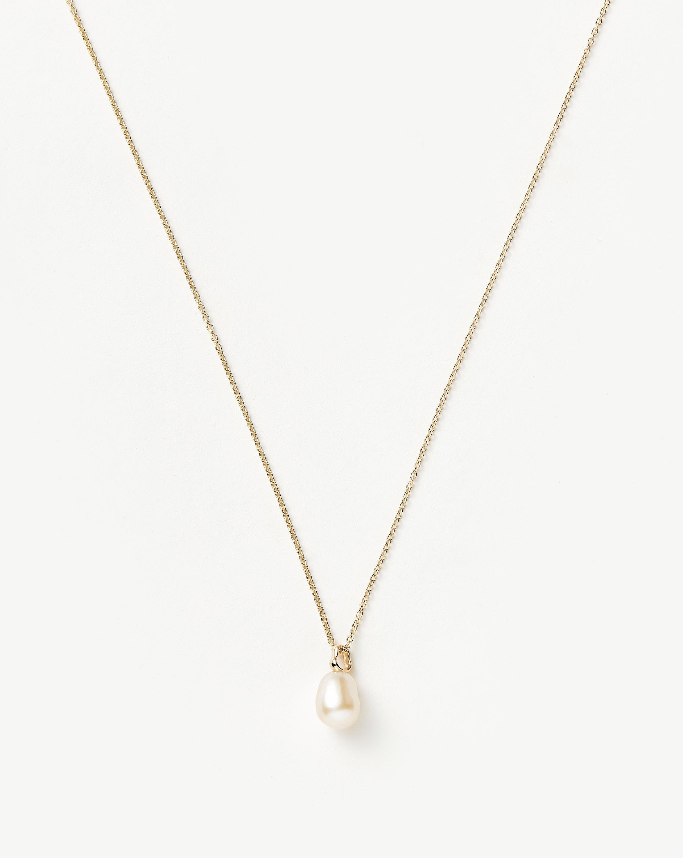Solid Gold Baroque Pearl Organic Pendant Necklace