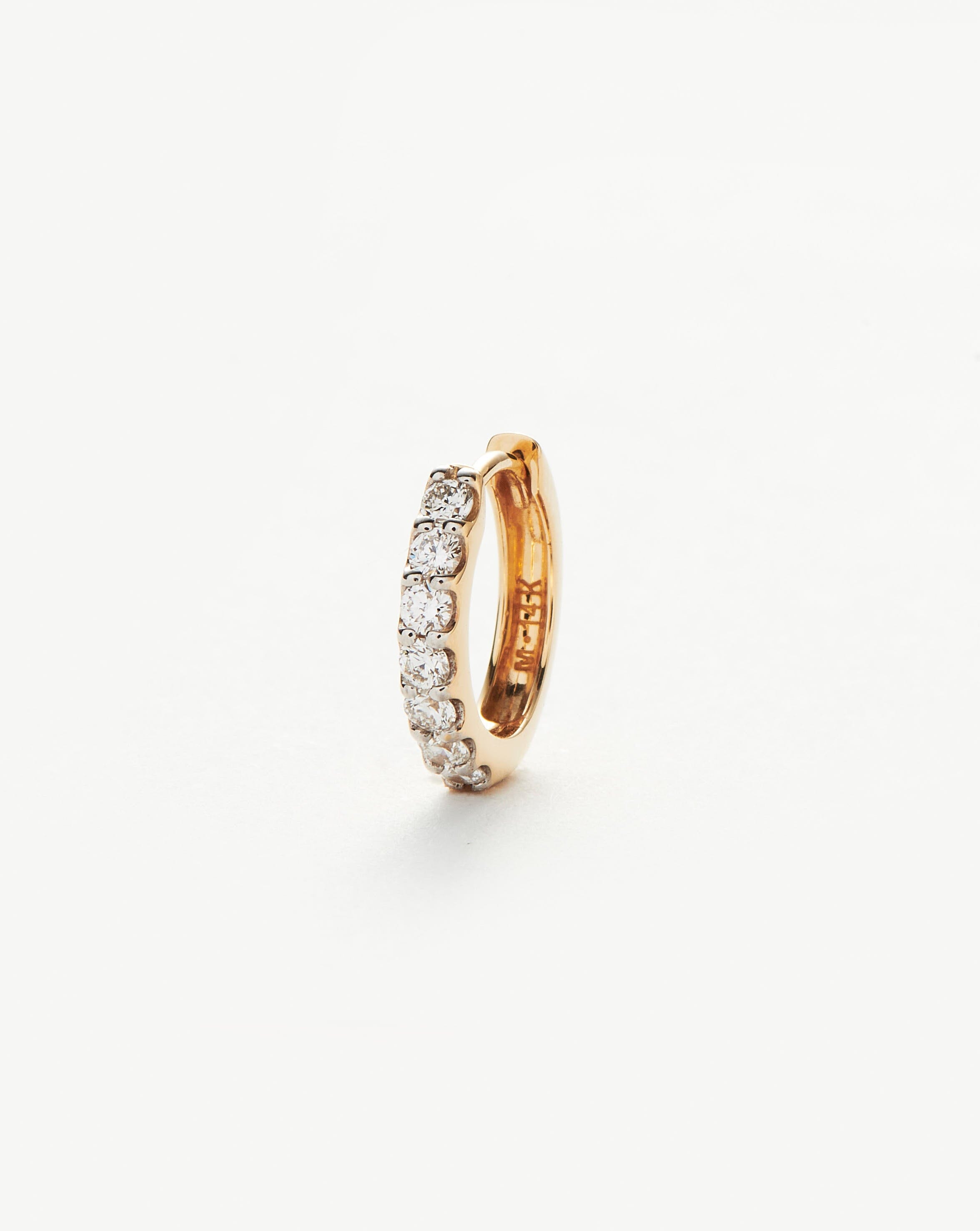 Solid Gold Classic Diamond Single Huggie | 14ct Solid Gold