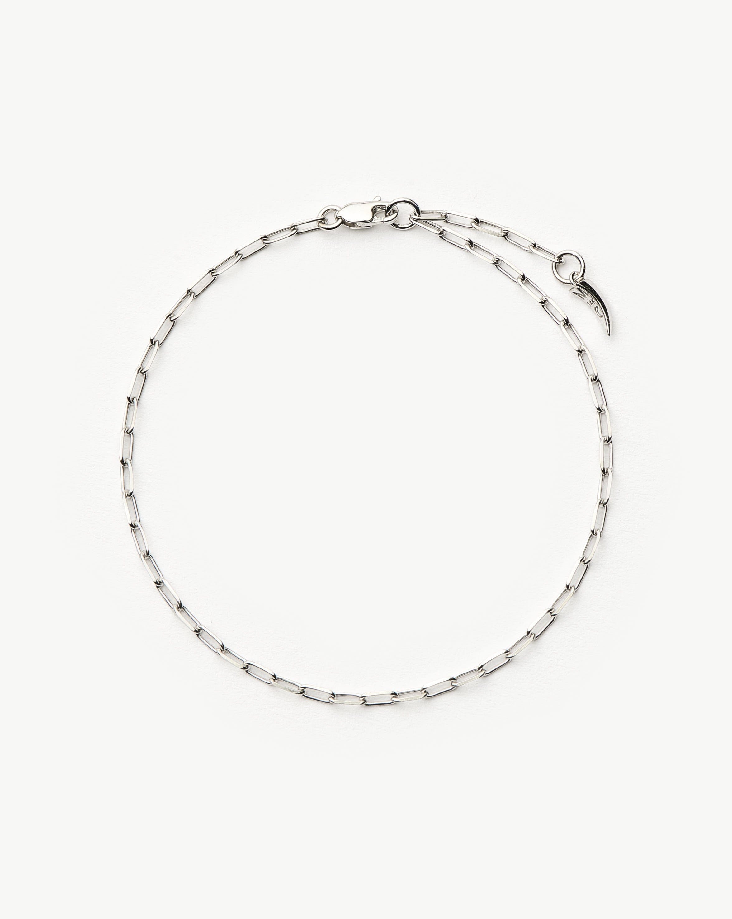 Solid Gold Classic Paperclip Chain Bracelet | 14ct Solid White Gold