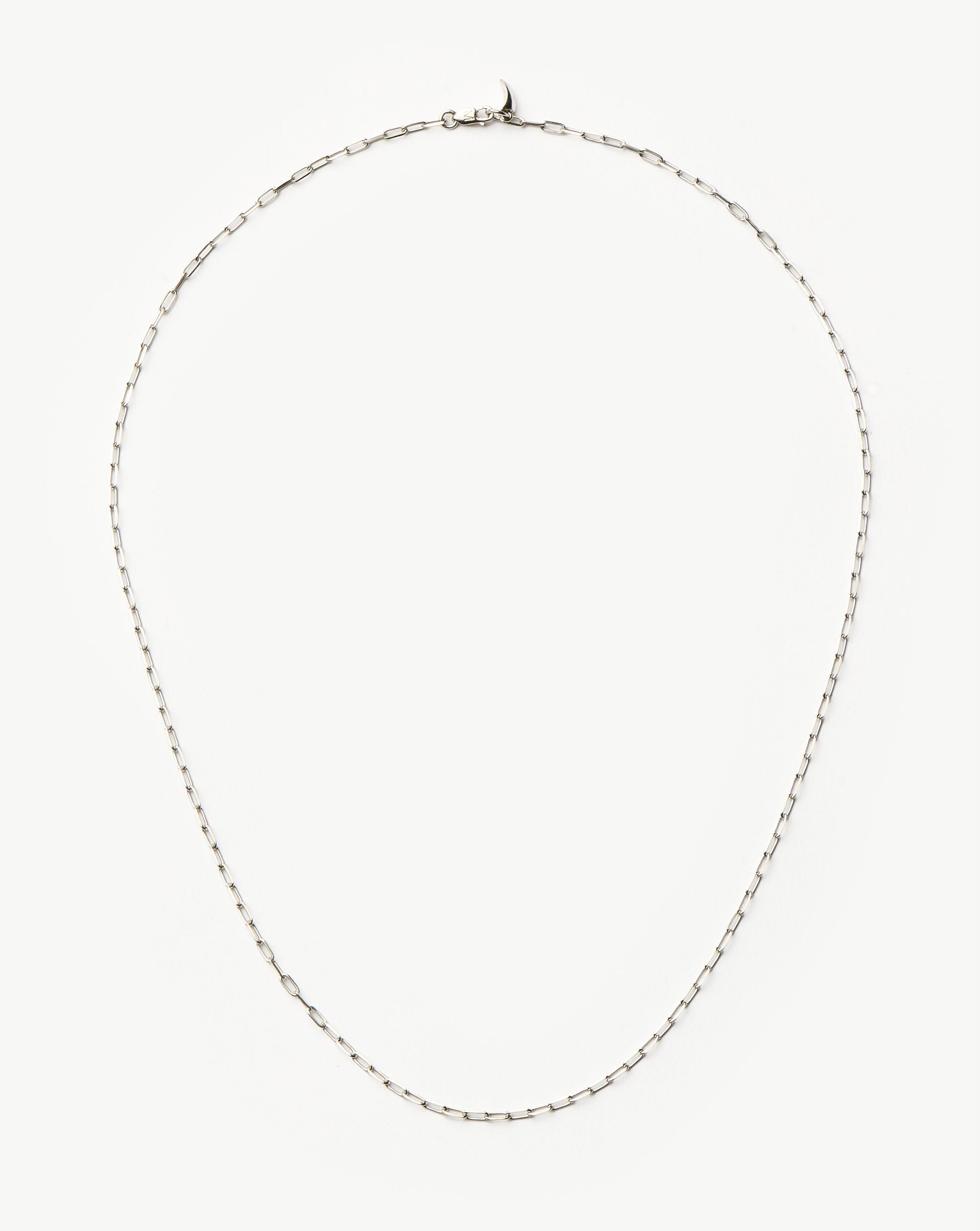 Solid Gold Classic Paperclip Chain Necklace | 14ct Solid White Gold