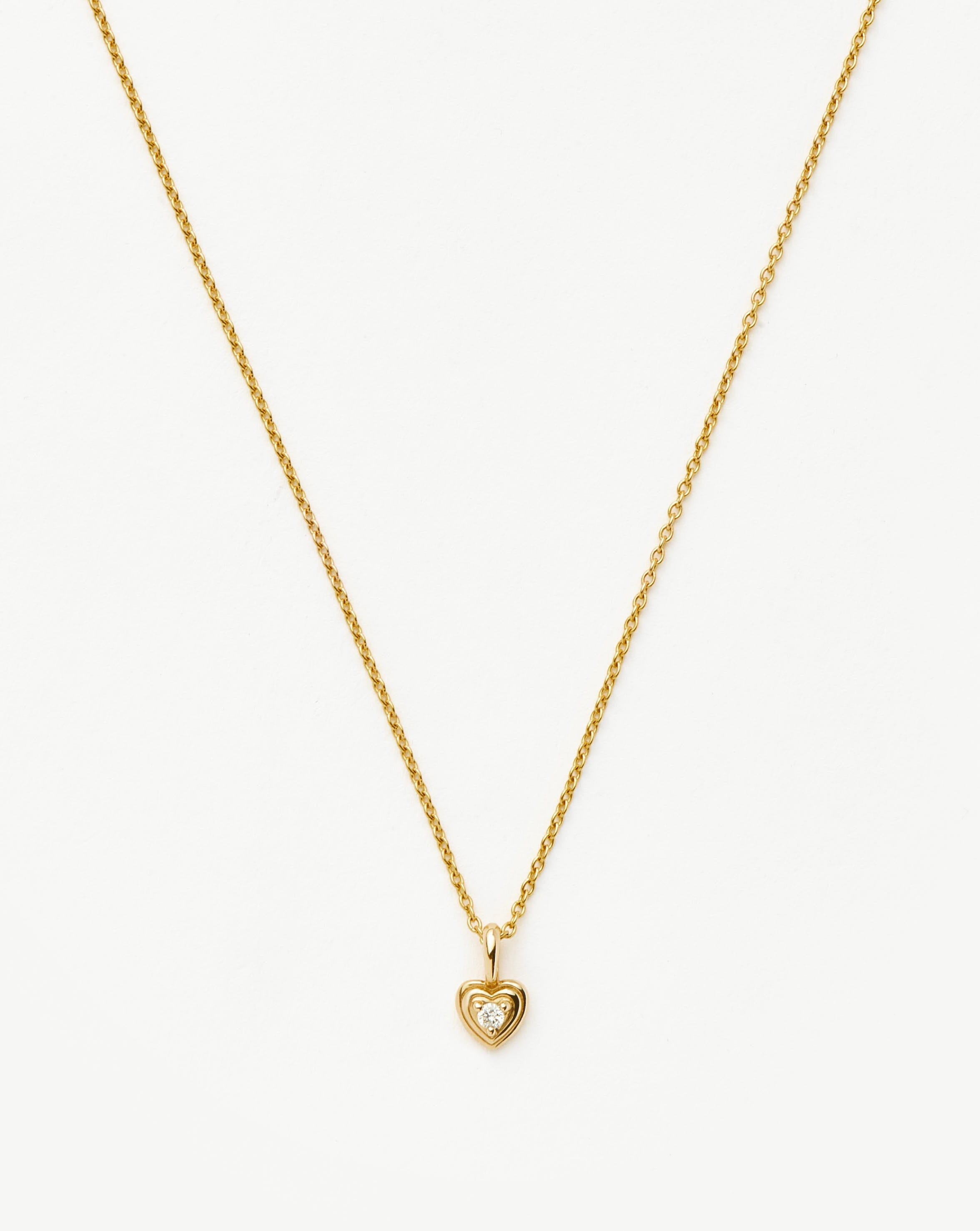 Solid Gold Diamond Heart Mini Pendant Necklace | 14ct solid Gold/Diamond