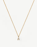 Solid Gold Diamond Initial Mini Pendant Necklace  - A | 14ct Solid Yellow Gold Plated/Diamond