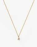 Solid Gold Diamond Initial Mini Pendant Necklace - N | 14ct Solid Yellow Gold Plated/Diamond