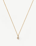 Solid Gold Diamond Initial Mini Pendant Necklace - Q | 14ct Solid Yellow Gold Plated/Diamond