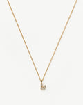 Solid Gold Diamond Initial Mini Pendant Necklace - W | 14ct Solid Yellow Gold Plated/Diamond