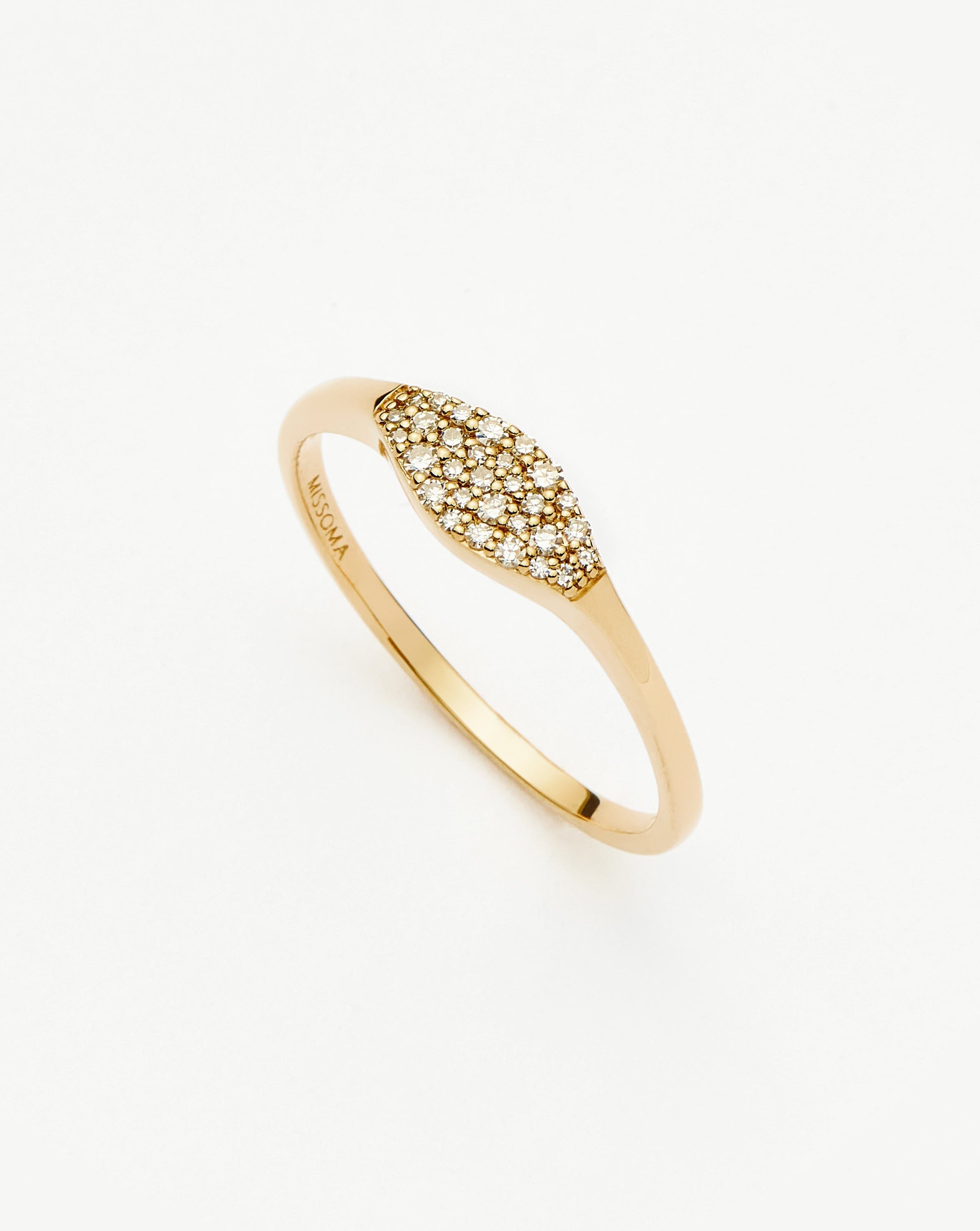 Solid Gold Diamond Signet Ring | 14ct Solid Gold/Diamond
