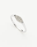 Solid Gold Diamond Signet Ring | 14ct Solid White Gold/Diamond