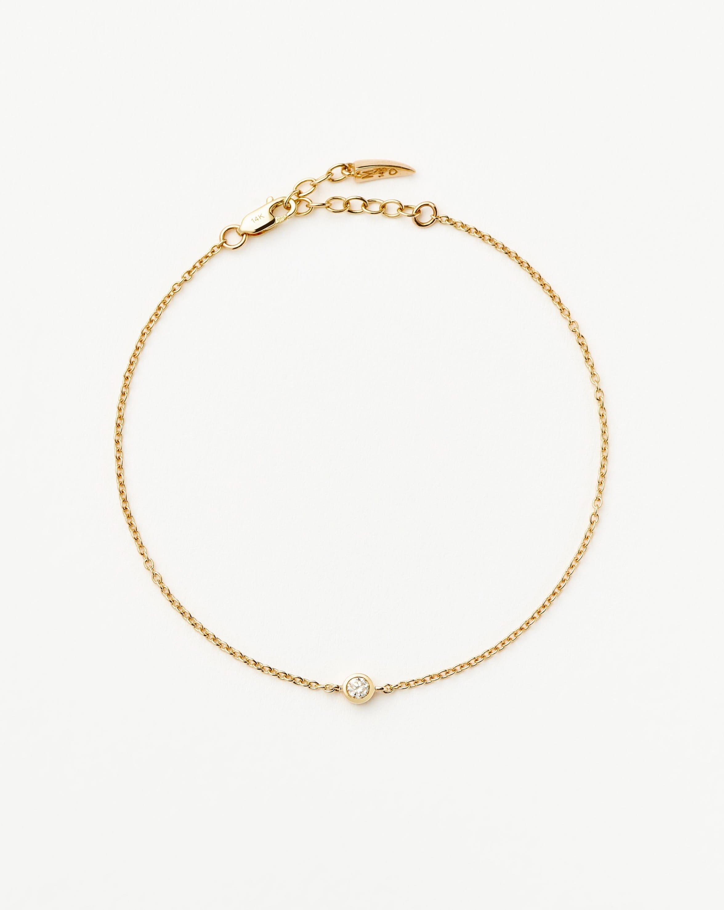 Solid Gold Diamond Solitaire Bracelet | 14ct Solid Gold/Diamond