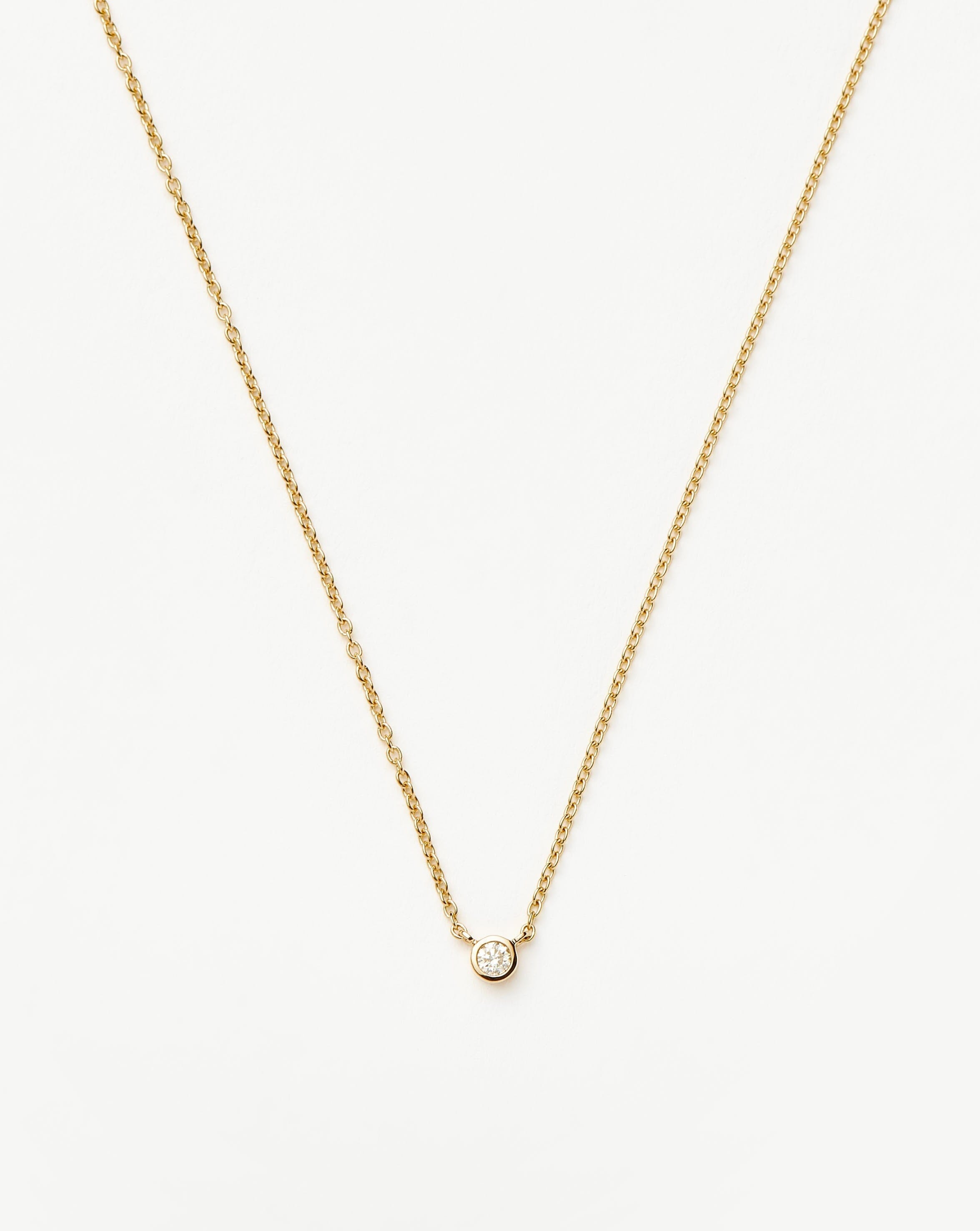 Solid Gold Diamond Solitaire Pendant Necklace | 14ct Solid Gold/Diamond