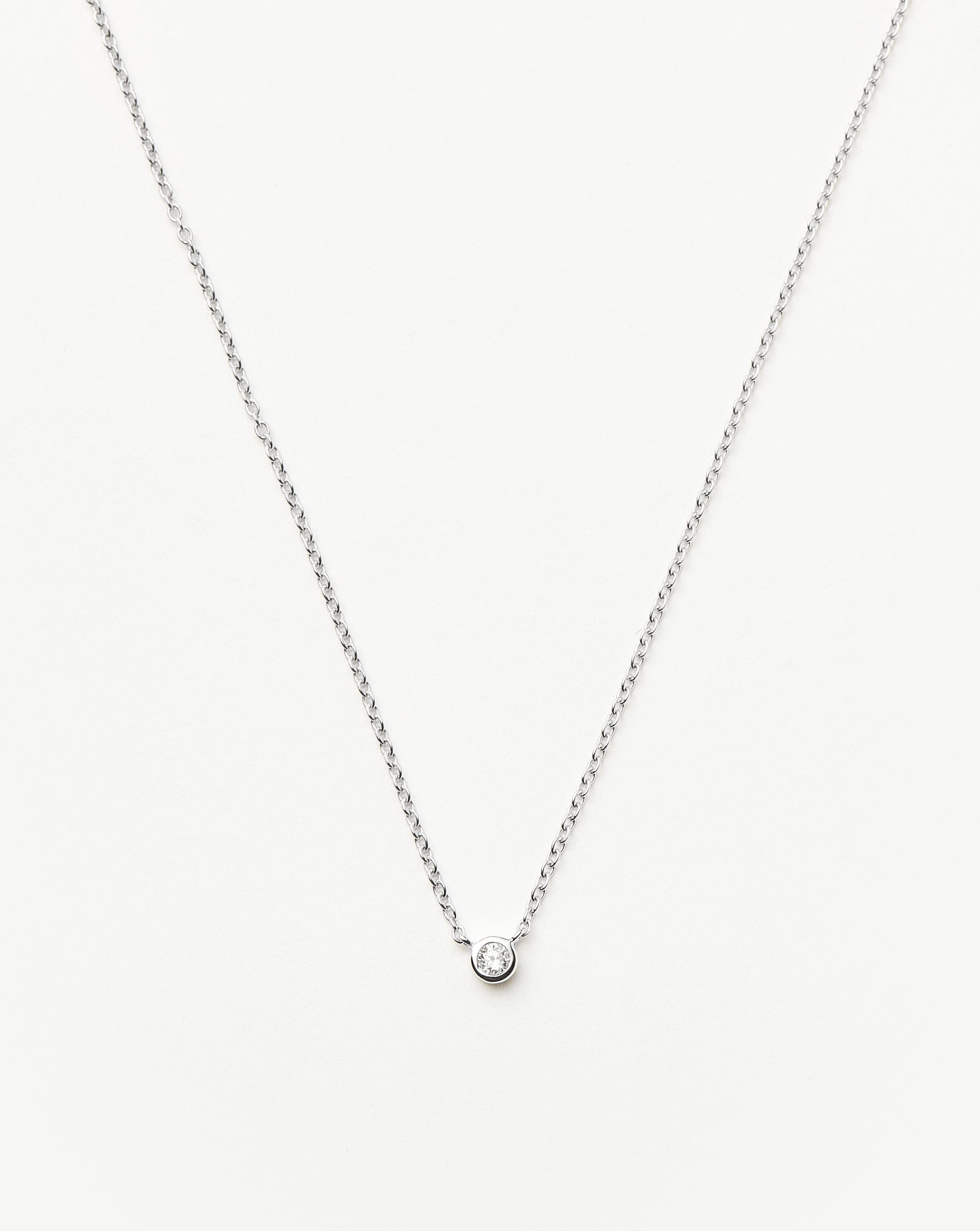 Solid Gold Diamond Solitaire Pendant Necklace | 14ct Solid White Gold/Diamond