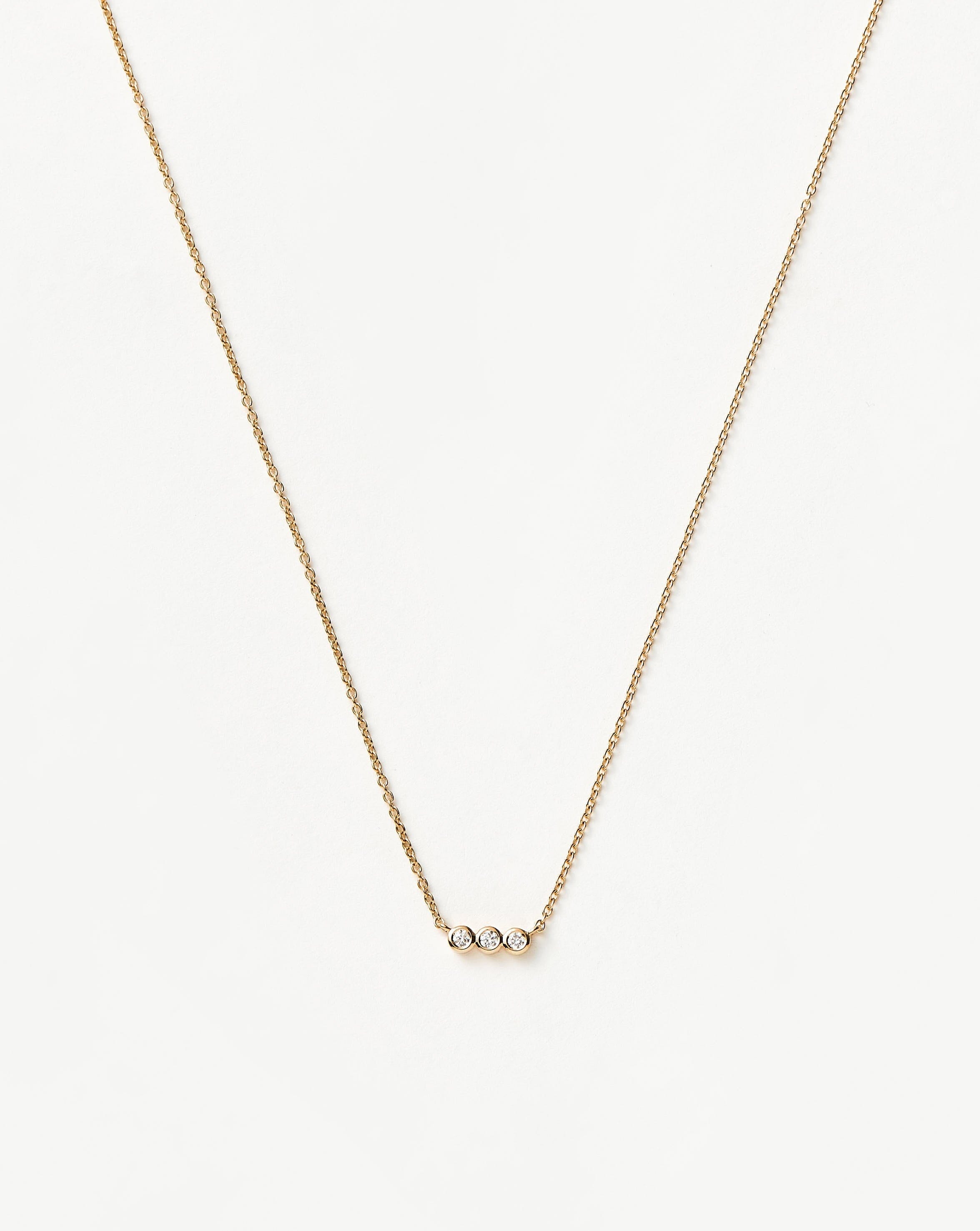 Solid Gold Diamond Solitaire Trio Necklace