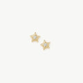 Solid Gold Diamond Star Stud Earrings | 14ct Yellow Gold